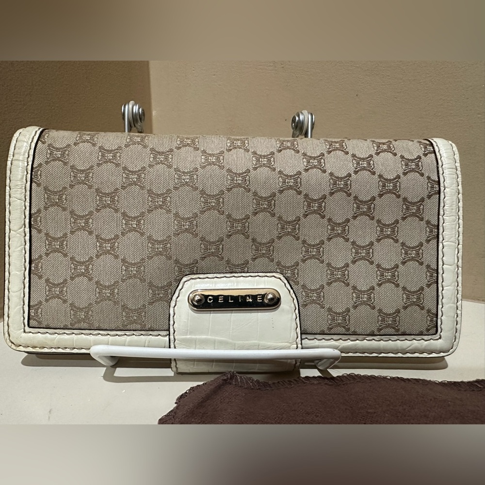 Celine Macadam Embossed Leather And Tan Canvas Lo… - image 2